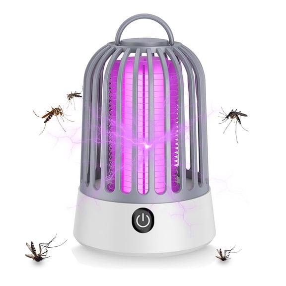 Mosquito Repellent Outdoor Patio, Bug Zapper, Rechargeable Fly Killer, USB LED Light Trap Portable Electric Mosquito Zappers Killer Lamp, Insect Killer for Home Backyard Camping Patio, Gray