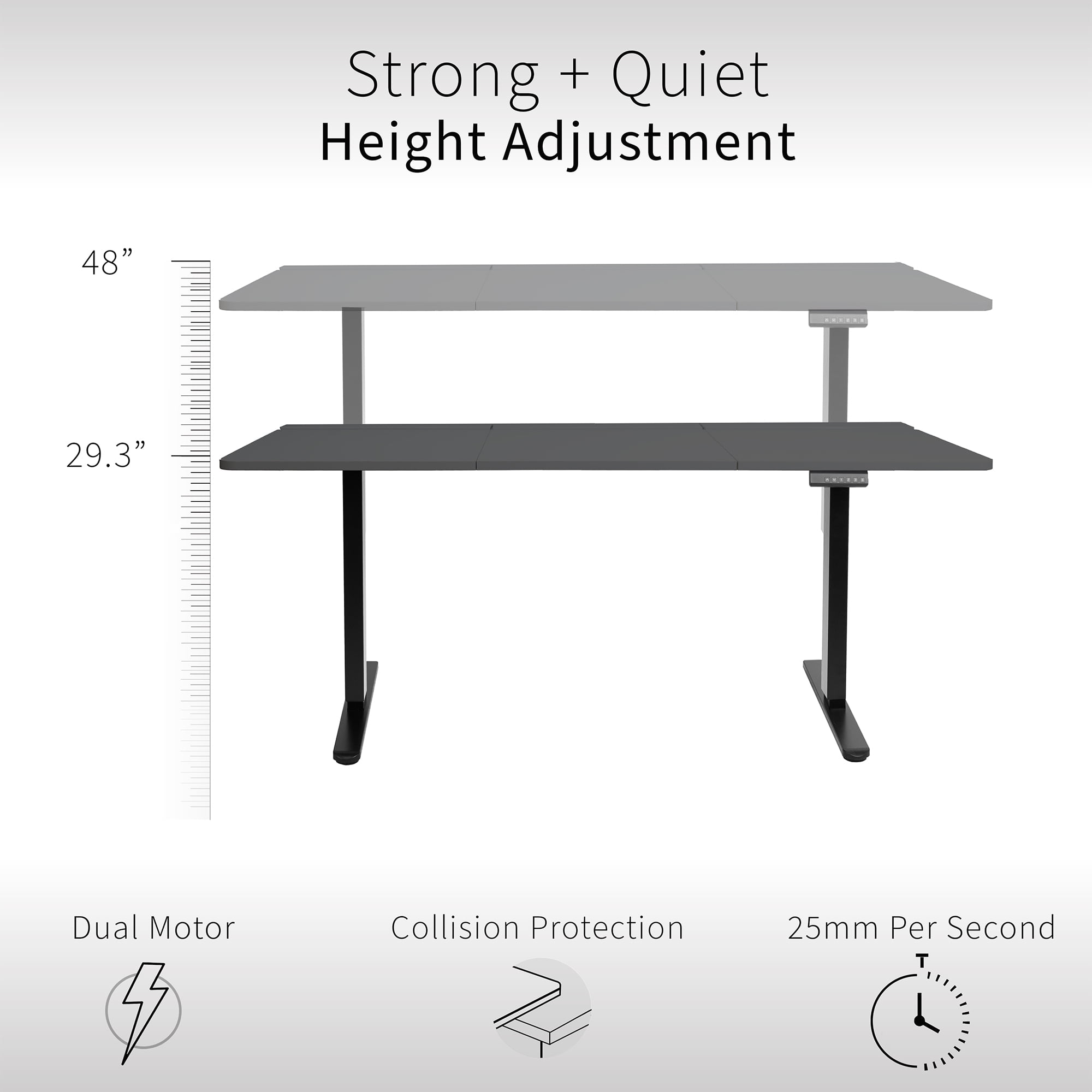 VIVO Electric 60" x 30" Desk, Full Pad, Black Hidden Cable Tabletop, Black Frame