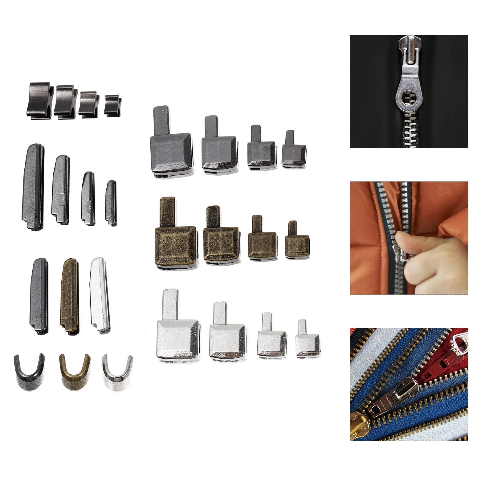 Zipper Repair Kit Metal Retainer Insertion Pin Zipper Top/Bottom Stop (3  Colors) 13 Sets Zipper Fix Plug Repair Down Zipper Stopper for Zipper  Replacement (Size 10/8/5/3)