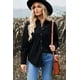 thumbnail image 4 of ABPHQTO Camisa de mujer de pana negra con bolsillo con botones, 4 of 5