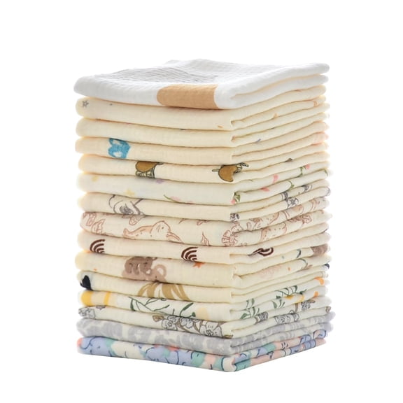 Natural Cotton Face Towels, 15 Pack, 12x12 inches