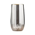 thumbnail image 1 of Vasos de doble pared, 355 ml (12 oz) de vidrio borosilicato transparente con borde dorado y base con diseño de montaña., 1 of 7