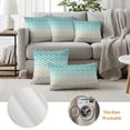 thumbnail image 5 of Outdoor Pillow Covers 24x24 Set of 2, Turquoise Brown Waterproof Patio Throw Pillow Covers for Couch Sofa Chair, Gradient Geometric Stripes Chevron Wave Decorative Pillowcases for Throw Pillows, 5 of 9