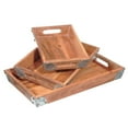 thumbnail image 1 of Rect. Wooden Tray With Metal Corners (Set Of 3), 1 of 1