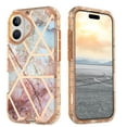 thumbnail image 3 of Allytechgroup for iPhone 16 Case, 3 Layers Protection Slim Lightweight Shockproof Soft TPU & Hard Back Protective Bumper Cover Marble Shell, F, 3 of 8