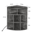thumbnail image 2 of VECELO Corner Cabinet Storage with USB Ports and Outlets, Wooden Cubby Bookshelf for Small Space, Adjustable Shelves Corner Cube Toy Storage for Playroom, Bedroom, Living Room, Gray, 2 of 12