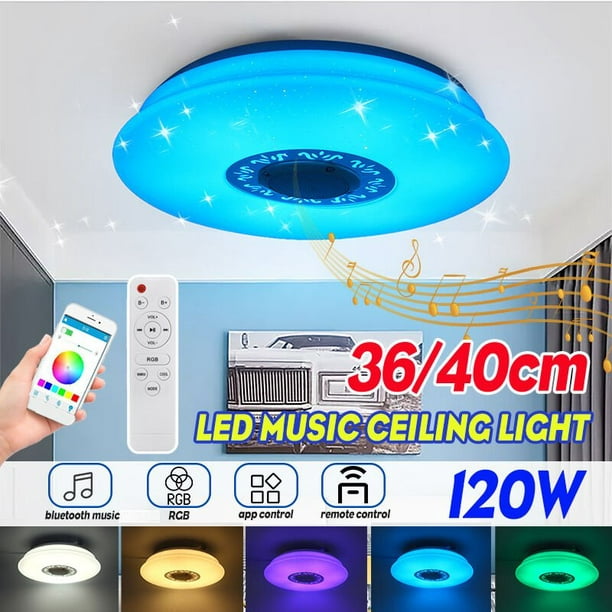 Plafonnier LED bluetooth 256 RGB Musique Speeker Dimmable Lampe Remote Home  APP + Télécommande 40cm 150W 