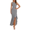 thumbnail image 1 of Vestido largo PRETTYGARDEN 2025 sin mangas con volantes, color gris sirena, 1 of 7