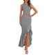 thumbnail image 1 of Vestido largo PRETTYGARDEN 2025 sin mangas con volantes, color gris sirena, 1 of 8