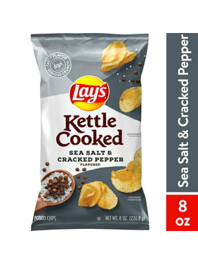 Lay's Kettle Sea Salt & Cracked Pepper Cooked Potato Chips, 8 Oz.