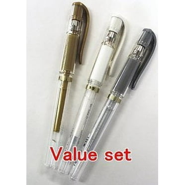 UNI-BALL SIGNO UM-153 GEL INK ROLLERBALL PENS BROAD TIP [Pack of 3] 1 x GOLD, 1 x SILVER, 1 x WHITE