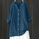thumbnail image 2 of Blusa holgada con botones para mujer: camisa de manga larga y color liso, top informal con cuello en V para el trabajo o el fin de semana, tallas S-5XL., 2 of 4