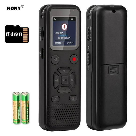 RONY 72GB Digital Voice Activated Recorder: Portable Tape Recorder with Playback Audio Recording Device for Lectures Meetings