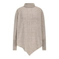 thumbnail image 3 of Ounisa Women's Asymmetrical Turtleneck Poncho Sweaters Drop Shoulder Cable Knit Casual Pullover Sweater, 3 of 8