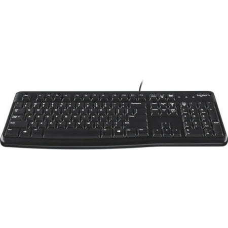 Logitech - K120 Full-size Wired Membrane Keyboard for PC with Spill Logitech Keyboard K120. A better typing experience that s built to last. Youll enjoy a comfortable and quiet typing experience thanks to the low-profile keys that barely make a sound and standard layout with full-size F-keys and number pad. With its thin profile  spill-resistant design  durable keys that can withstand up to 10 million keystrokes and sturdy  adjustable tilt legs  this sleek keyboard not only looks and feels goodits built to last. Setup is simple too. You just plug it into a USB port and start using it right out of the box. Bold  bright white characters make the keys easier to read. And it all comes with the high quality and reliability thats made Logitech the global leader for keyboards and mice.