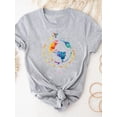 thumbnail image 4 of Camiseta con estampado de dibujos animados de dinosaurios y amor, ropa de verano de manga corta para mujer, camiseta básica gris, camiseta gráfica de moda, 4 of 5
