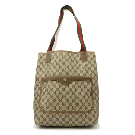 Pre-Owned GUCCI Gucci Tote Bag Shoulder GG Supreme Sherry Leather Old Women's