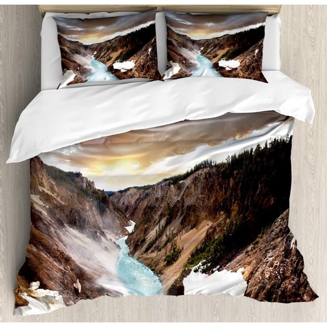 Juego de Funda Nórdica, Cañón en Yellowstone Cielo Dramático Nubes Oscuras Sol Poniente