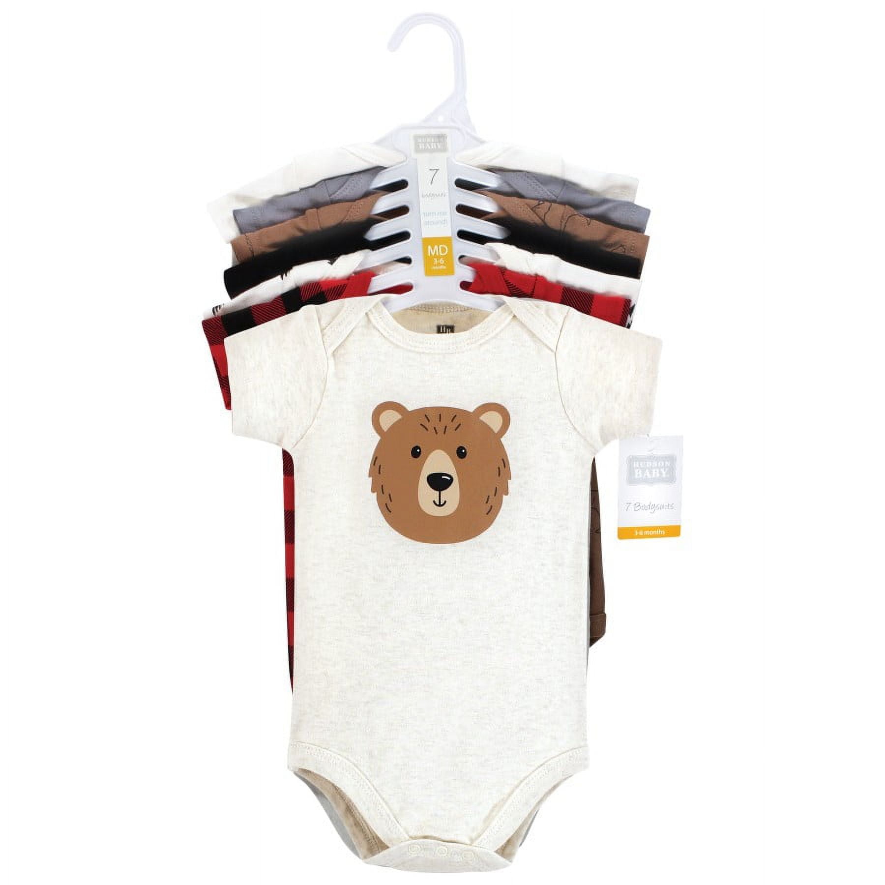 Hudson Baby Cotton Bodysuits, Brown Bear, 0-3 Months