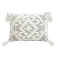 thumbnail image 2 of 13" X 18" Grey And White Damask Zippered Polyester And Cotton Blend Throw Pillow With Tassels, 2 of 5