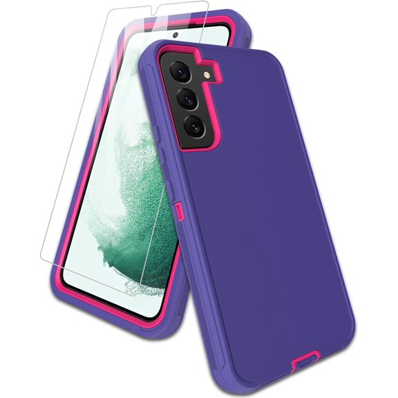 for Samsung Galaxy S21 Plus 5G Phone Case, Dust-Proof Port Cover, Full-Body Non-Slip Silicone Rubber Covered, Military Grade Drop-Proof Shockproof, Red/Purple