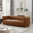 thumbnail image 3 of Pemberly Row Modern Luxry Tight Back Geniune Leather Couch in Cognac Tan, 3 of 6