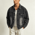 thumbnail image 5 of Akmaiox Men's & Big Men's Denim Jacket Button Up Long Sleeve Shirts Regular Fit Jean Trucker Jacket with Pockets Dark Gray XXXL, 5 of 7