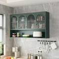 thumbnail image 5 of Dasun 47.25" Four-door Glass Wall Cabinet Storage, Wall-mounted, Suitable for Kitchen, Living Room, Bathroom(Dark Green), 5 of 9