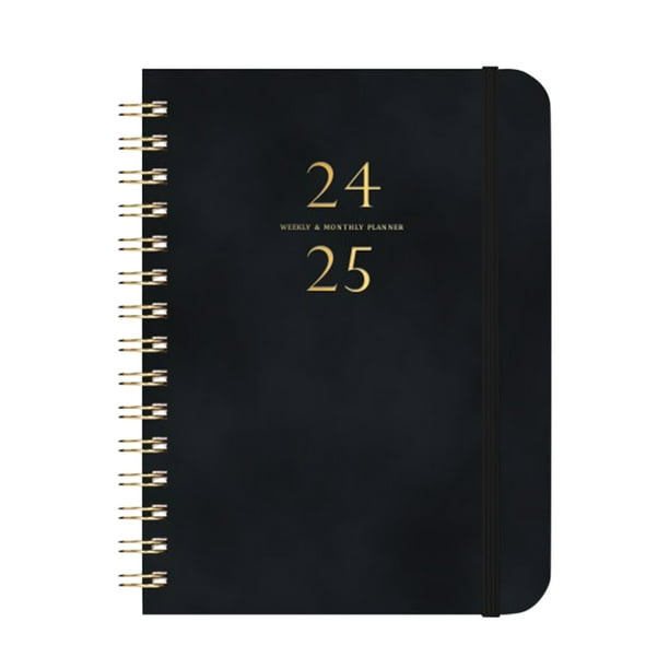 Clearance!Planificador 2024-2025,herramienta de planificación,cuaderno portátil de cuero PU,planificador de encuadernación con bobina de metal