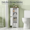 thumbnail image 3 of Small Bathroom Storage Cabinet, Farmhouse Corner Floor Storage Cabinet with 2 Doors and Adjustable Shelves, Toilet Paper Cabinet for Small Spaces, 7.9" D x 7.9" W x 30.7" H, White and Walnut, 3 of 7