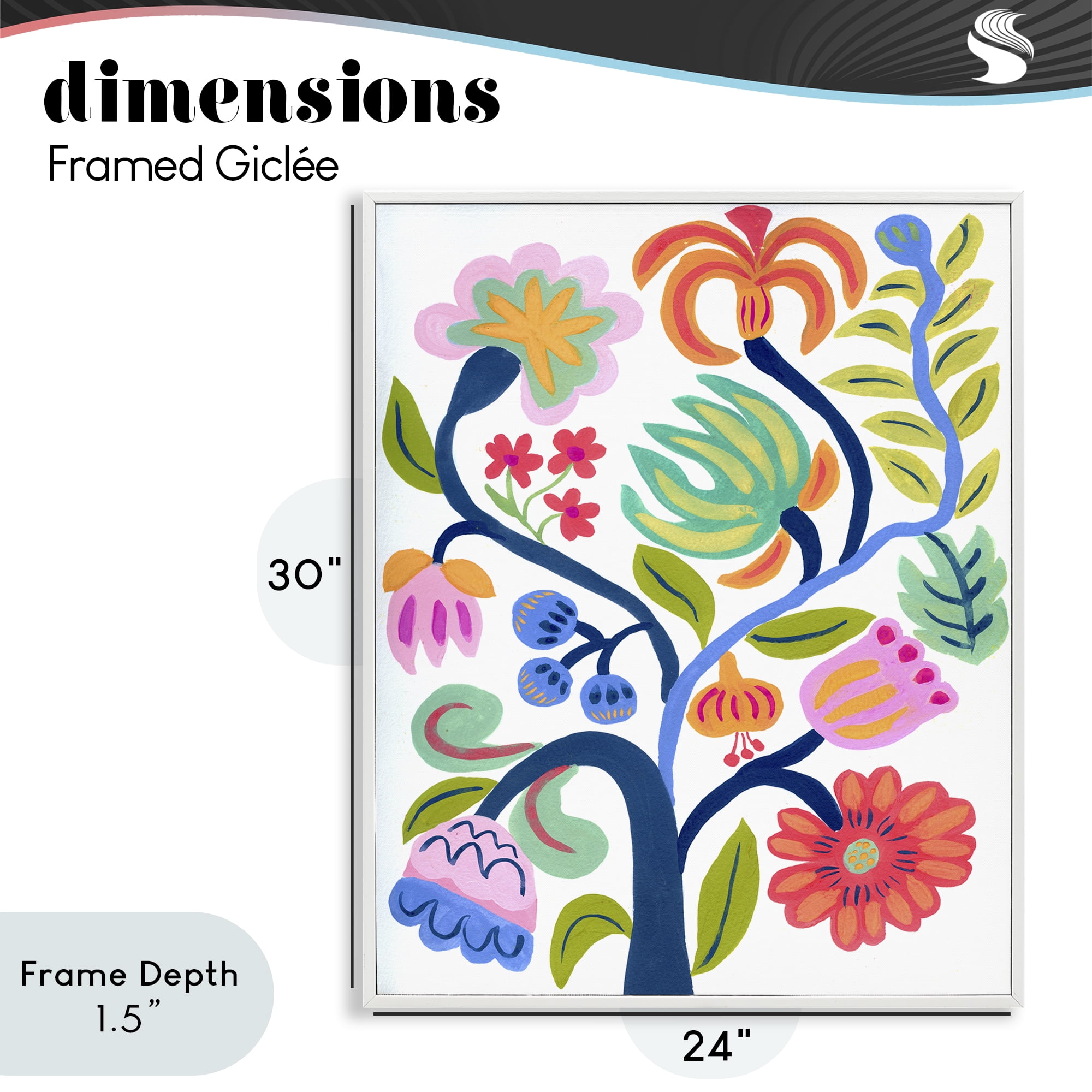 Stupell Industries Boho Blue Tree White Framed Giclee Art, design by Suzanne Allard