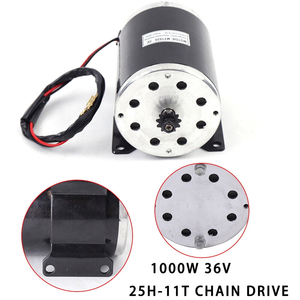 1000W 36V DC Brushed Electric Motor – MY1020 Type with 25H-11T Chain Drive for Mini Bike, Go-Kart, Quad, and DIY Projects