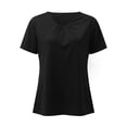 thumbnail image 4 of Gibobby Blusa Sexy Cuello en V Camiseta suelta informal con cuello en V para mujer, blusa manga corta con estampado(Negro,G), 4 of 5