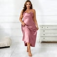 thumbnail image 2 of LWavelet Women's Plus Size Satin Slip Dress Spaghetti Strap V-Neck Elegant Nightgown Maxi Dress Pink 5XL, 2 of 5