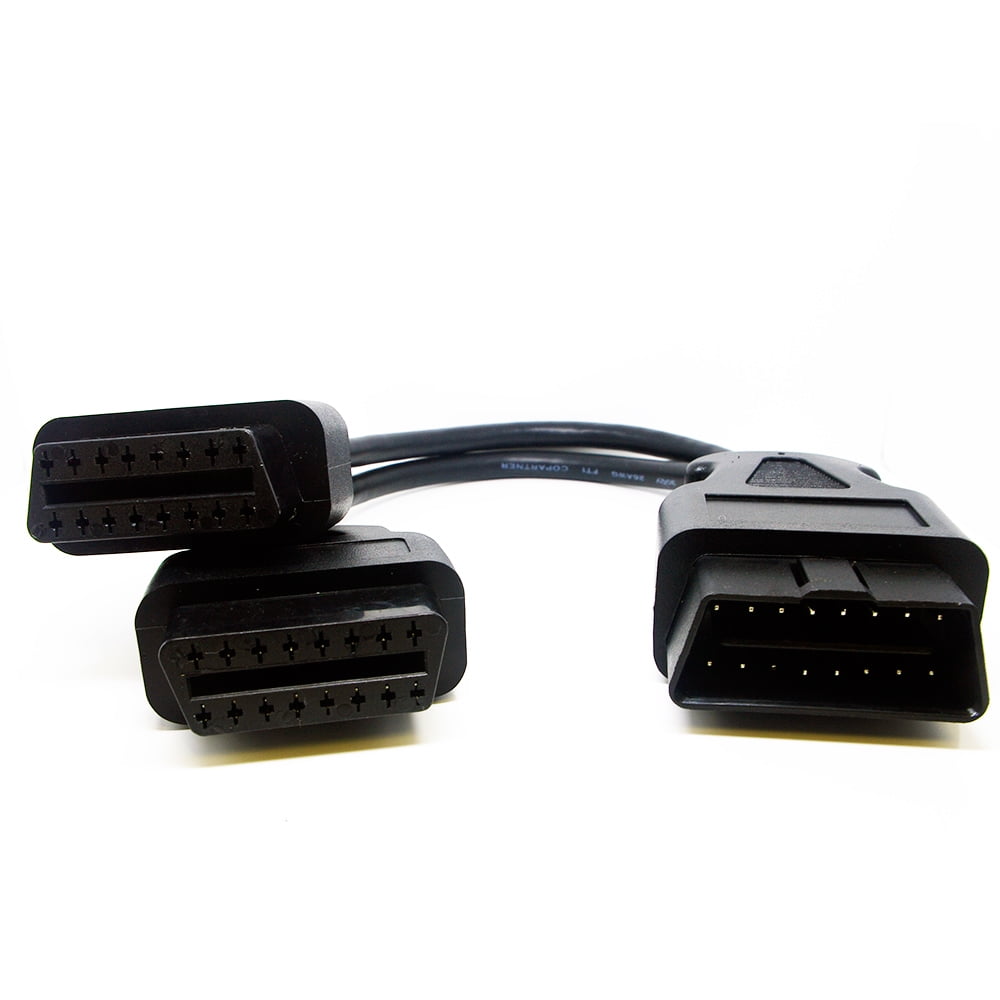 OBD2 16Pin Male to Dual Female Splitter Adapter Extension Cable Y Cable Male to Dual Female Extension Cable 
