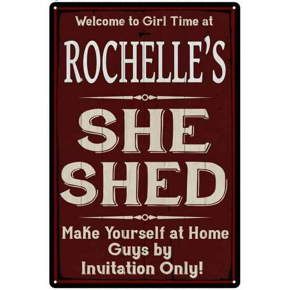 ROCHELLE'S She Shed Red Sign Gift Lady Cave 12x18 Metal Sign 112180088446