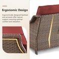 thumbnail image 5 of OPOHORO 3 Pieces Weather Resistant Rattan Outdoor Patio Sofa with 6" Thick Cushions and Ottomans, All Weather Brown Wicker Furniture Patio 3-Seat Couch for Patio Backyard Porch, Red, 5 of 11