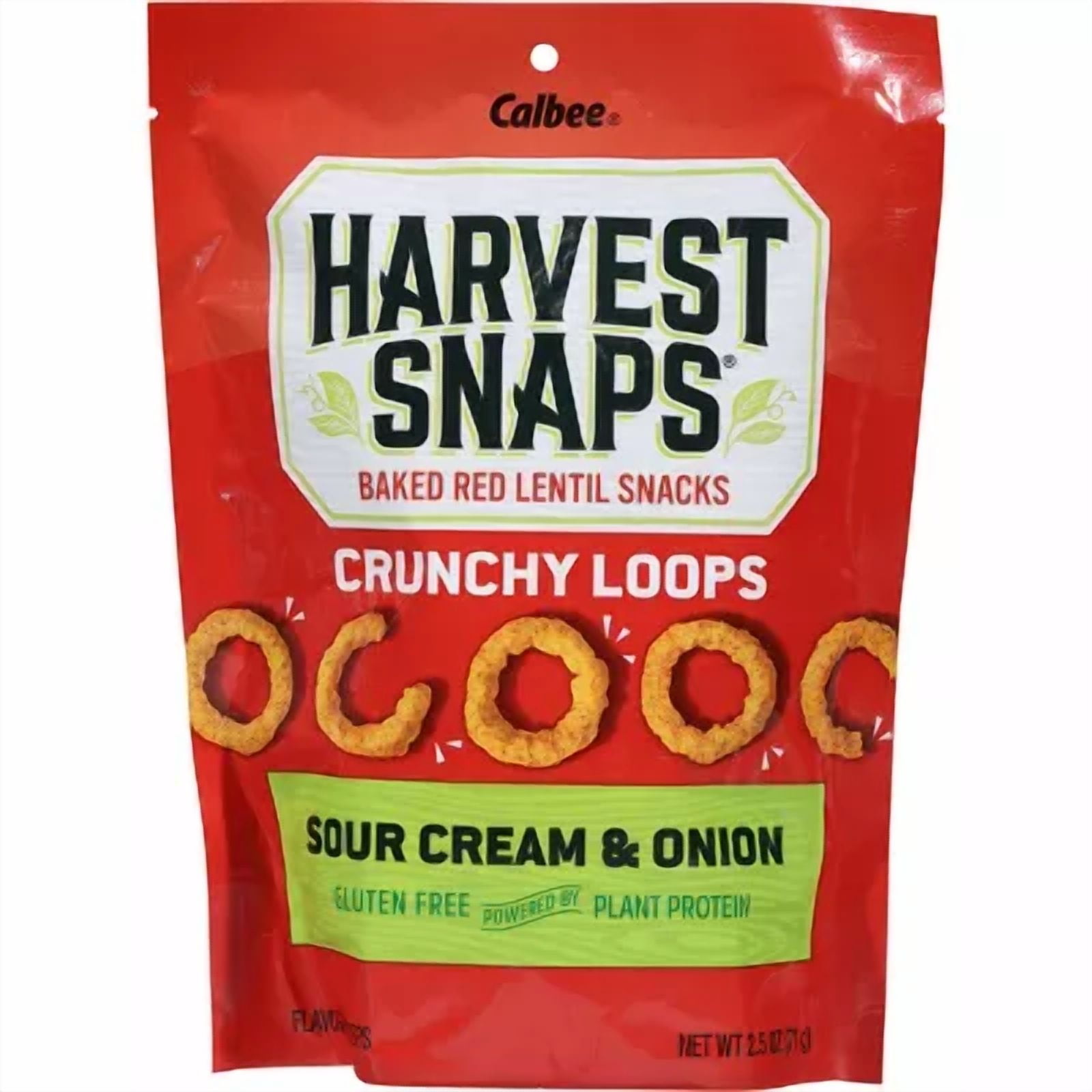 Harvest Snaps Crunchy Loops Sour Cream & Onion Baked Red Lentil Snacks 2.5oz (Pack of 4)