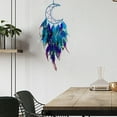 thumbnail image 4 of Indian Triangle Pave Dreamcatcher Hanging Decoration - Crystal Car Charm with Peacock Feather Wind Chime | 51x15cm Blue Handmade Spiritual Ornament & Gift Pendant, 4 of 6