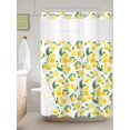 thumbnail image 6 of No Hook Shower Curtain with Snap in Liner, Summer Countryside Lemon Leaves Waterproof Bath Curtain Double Layers with See Through Top Window, Watercolor Plants Hotel Shower Curtains 60x72in, 6 of 9