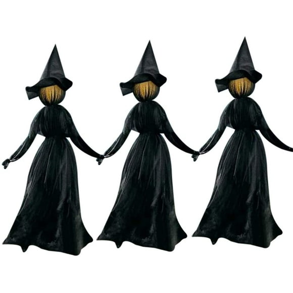 Ensemble de 3 Pcs/ensemble Décoration de Sorcière d'Halloween Lumineuse avec Commande Vocale, Son et Lueur, Accessoires de Fête pour Maison Hantée