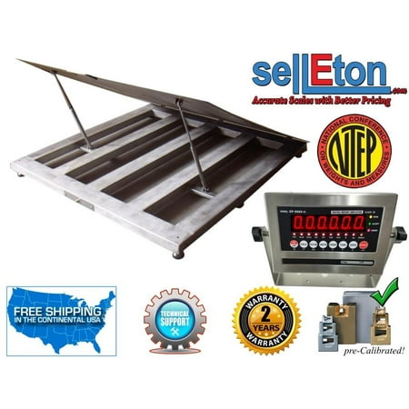 NTEP 48" x 48" 4' industrial Lift-Up Top Stainless Steel Washdown Floor Scales