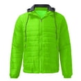 thumbnail image 4 of KaLI_Store Men Coat Clearance Fall Winter Men's Solid Hood Jacket Fashion Cotton Padded Jacket Men's Warm Cotton Puffer Jacket Green,M, 4 of 5
