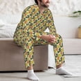 thumbnail image 7 of Naloa Monstera Leaves Men’s Pajamas Set - Long Sleeve Button Down Sleep Shirt and Pajama Bottoms Sleepwear Set-Medium, 7 of 7