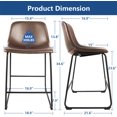 thumbnail image 4 of ZXNYH Pu Faux Leather Bar Stools Set of 2, Industrial Pub Barstools with Back and Footrest, Modern Armless Bar Height Stool Chairs, Brown, 4 of 7