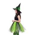 thumbnail image 4 of Slccxzc Women's Tutu Skirt Set, Witch Hat & Striped Tights for Party Green, 4 of 7