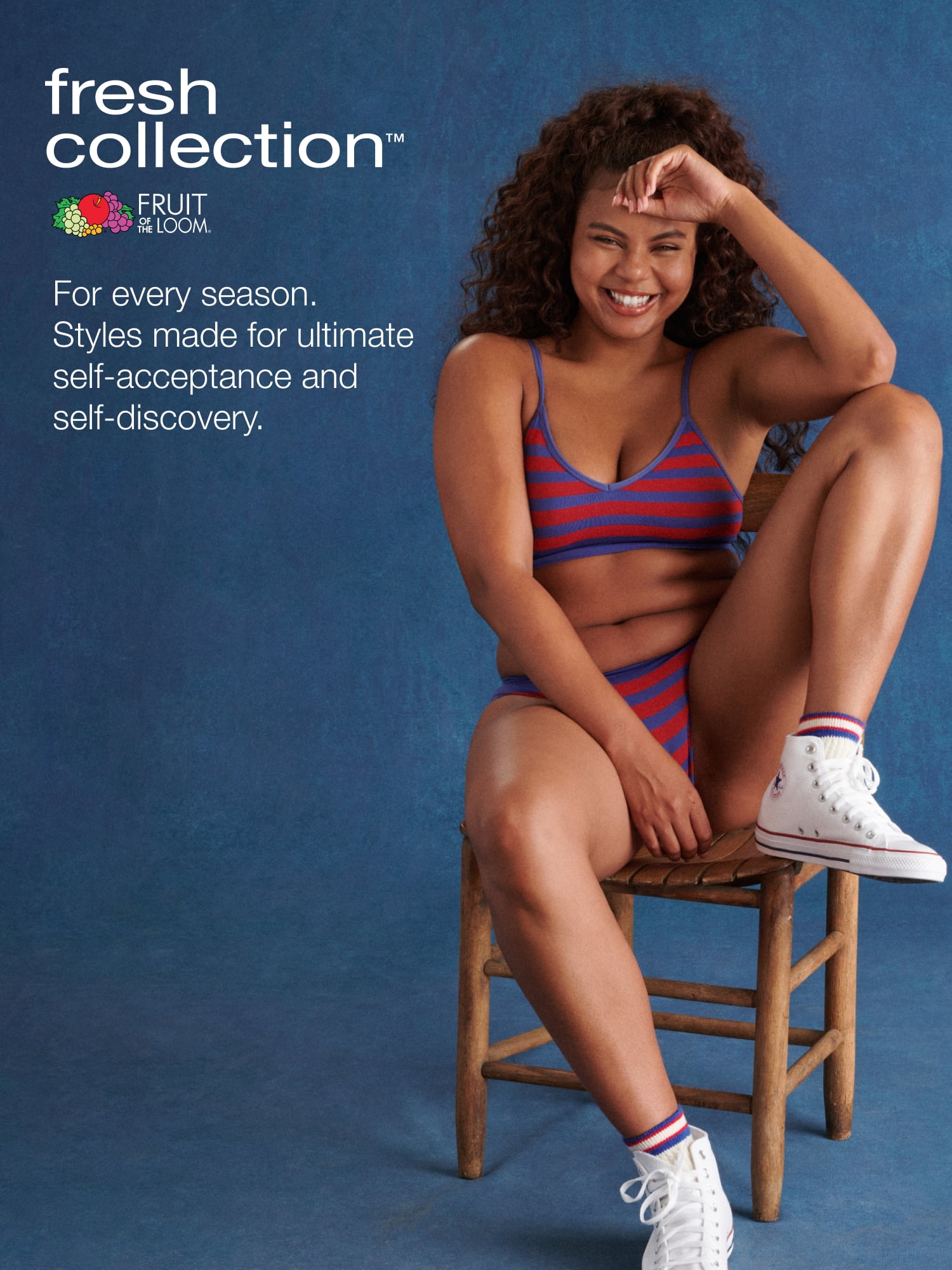 fresh collection by Fruit of the Loom Women's Seamless Cami Bralette and Bikini Underwear Set