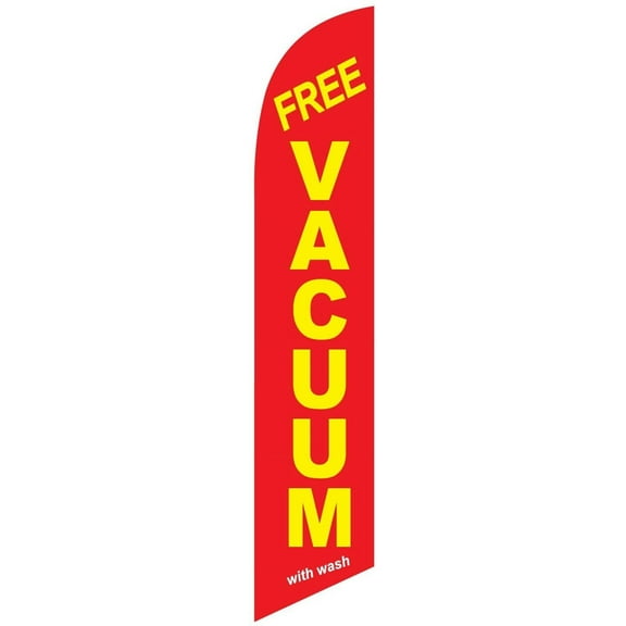 Free Vacuum with wash Advertising Feather Banner Swooper Flag Set with 15 Foot Flag Pole Kit and Ground Stake, Car Wash Signs for Outdoors