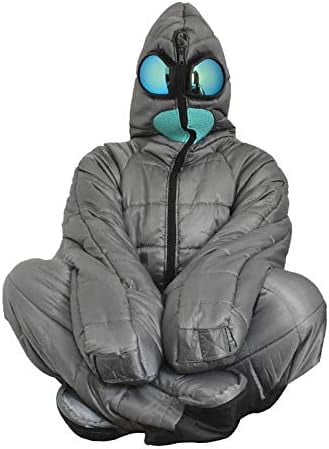 Wearable Creative Alien Mummy Sleeping Bag for Adults, Walking Standing Sleep Suit with Zipper, 3-Season Full Body Warmth for Camping, Hiking, Festivals & Hospital Companion