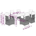 thumbnail image 4 of vidaXL 7 Piece Garden Dining Set with Cushions Grey Poly Rattan, 4 of 5
